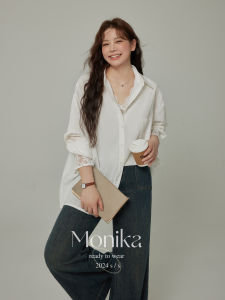 plus Size Womens Lace Patchwork Loose Casual White Shirt Outerwear Thin Design Trendy Commute Style Long Sleeve Cotton Top