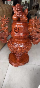 Đỉnh lư hương thờ bằng gỗ Hương Cao cấp cao 50cm