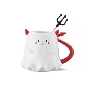 Starbucks Coffee Cup Halloween Little Devil Ceramic Mug with Stirring Stick