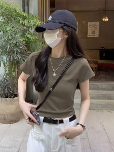Beige Regular Fit Short Sleeve Slimming Summer T-shirt