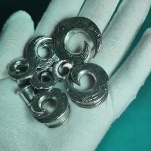 Stainless Steel Silvery Swirl Ear Plugs Simple Designs Ear Tunnels Gauges Earring Expander Plugs Piercing Jewelry