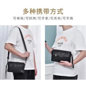 Hush Puppies Mens Canvas Shoulder Bag Oxford Cloth Crossbody Backpack High End Leisure Style with Zipper Soft Polyester Lining