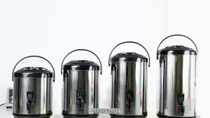 【Chinatera】Stainless Steel Insulated Bucket 6/8L with Faucet Hot Coffee Insulated Barrel for Thermal Insulation Milk Tea Juice Beer