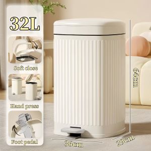 20L/32L Stainless Steel Trash Can Foot-on Garbage Can with Lid Household Bin Kitchen Sorting Refuse
