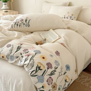Cream Style Cotton-Linen Bedding Set