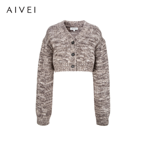 AIVEI | Youthful Casual V-Neck Crop Knit Cardigan