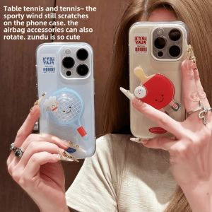 Creative Rotating Feather Badminton Racket Phone Stand Compatible with Apple 15Promax Huawei Mate60Pro New Pura70 OPPO Reno11 Vivos18 Xiaomi 14 Phone Cases