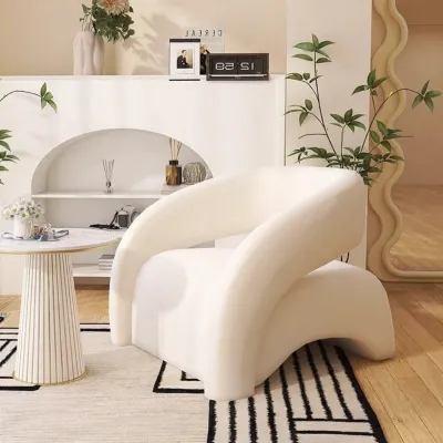 AYIJIE | Curved Minimalist Nordic Style Fashionable Exquisite Luxury White Single Sofa