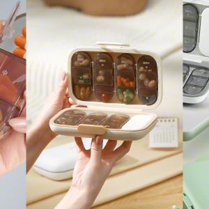 ECOCO Weekly Medicine Box - Kotak pil tujuh hari seminggu kotak kemasan obat portabel segel pembagi obat kotak pemisah obat kecil portabel pembagi pemotong obat