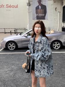 Heavyweight Denim Jacket Womens Spring Autumn New Style High Design Loose Fit Mid-Length Open-Shirt Polo Collar Single Button