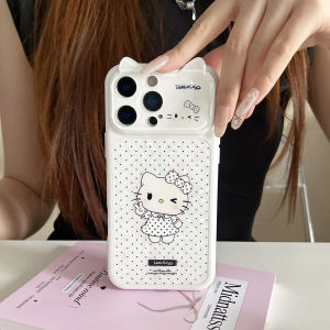 Sanrio | Korean Kawaii 3D HelloKitty Ear Polka Dot Phone Case for iPhone 17 Pro 16 15 16 Pro 15 Pro Max Cute Shockproof Protective Cover