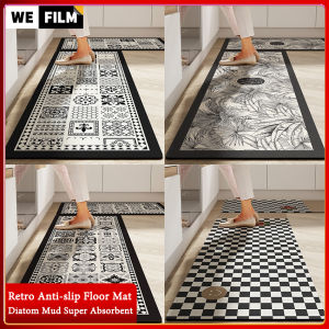 แผ่นพื้นครัวโคลนไดอะตอมโคลนอเมริกาแบบย้อนยุคผ้าเช็ดเท้าโคลนไดอะตอมพรมนุ่มแผ่นยาวกันลื่นแห้งเร็ว