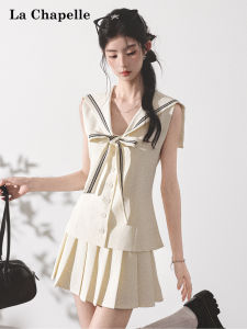 La Chapelle | Bộ Áo Vest Có Cổ Thủy Thủ Và Ruy Băng Trang Trí Với Chân Váy Xòe