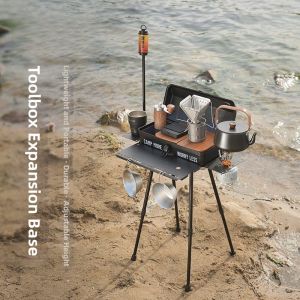 Portable Foldable Table with Lampstand Tool Box Extension Base