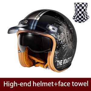 3/4 helmet reinforced ABS shell classic style motorcycle helmet for cruising retro drivers high-quality helmet with sun protect