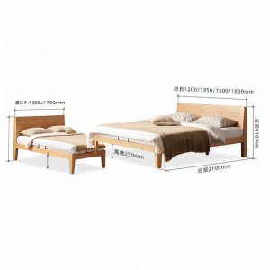 YUANSHI YUANSU | Modern Simple Solid Wood Bed 1.5m