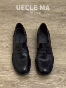 MASHUJIA | Genuine Leather Loafer Shoes Thick Soft Sole Black Womens Flats