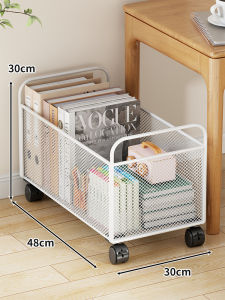 Movable Storage Shelf with Wheels Under Table
