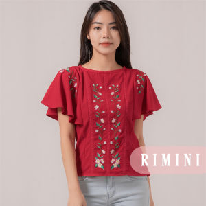 RIMINI - Atasan Wanita Blus Holiday Bordir Bunga S-XL - Yizhen Top 85679