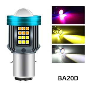 Đèn Pha LED H4 BA20D 49SMD Đa Năng Cho Xe Máy Bóng Đèn Moto DRL Vòng Tròn Mắt Quỷ Đỏ Đèn Trắng Hổ Phách Hi-Lo