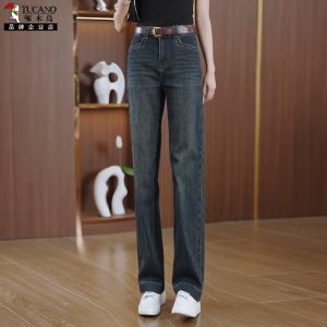 High Waist Straight Leg Casual Loose Womens Jeans Tucano Brand Cotton Stretch Denim Grey Cement Autumn New Arrival