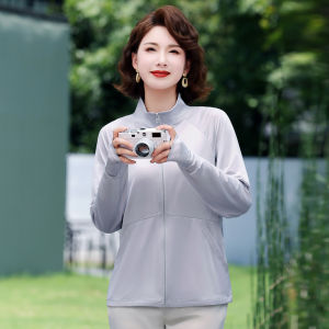 น้ำหนักเบา ระบายอากาศได้ดี ผู้หญิง เสื้อผ้าป้องกันแสงแดดกลางแจ้ง ทันสมัย ฤดูร้อน แจ๊กเก็ต มีสไตล์ แม่วัยกลางคน เสื้อโค้ท