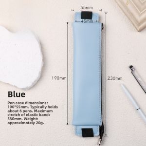 Large Capacity PU Leather Elastic Pen Bag Notebook Portable Strap Pen Holder Zipper Pen Insert Bag Business Stationery Supplies