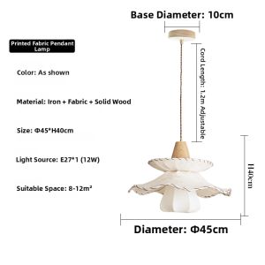 ZOXY | French Cream Style Vintage Charm Scandinavian Pendant Light fabric