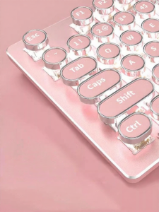 EWEADN | Retro High Aesthetics Game & Office Keyboard and Mouse Set Pink