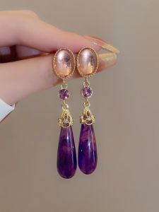 Elegant Purple Waterdrop Earrings & Alloy Geometric Shape Ear Studs - Women's Fashion Jewelry Fresh Out New 2024