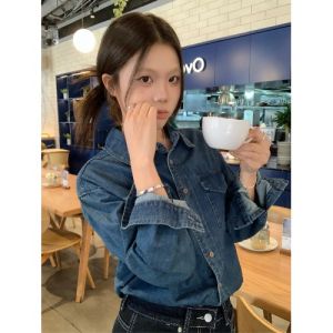 Denim Shirt Jacket Female Retro Hong Kong Style 2024 Spring & Fall New Design Sense Niche Shirt Loose Tops Long Sleeves