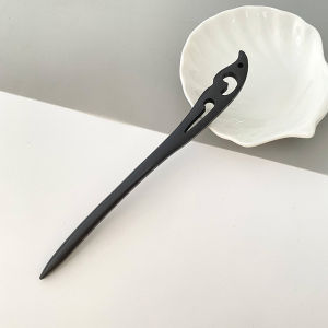 Modern Simple Black Ebony Wood Style Hairpin Traditional Chinese Cheongsam Hairdo Daily Use Wooden Hairpin Elegant Sensation