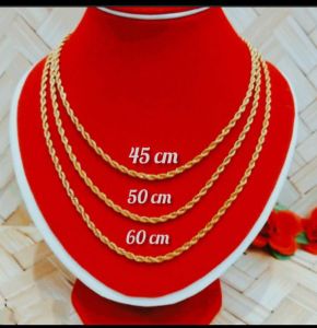 Kalung model tambang titanium anti karat stainless steel untuk pria/wanita