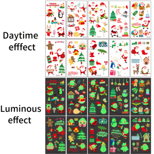 10PCS/set Christmas Elk Tattoo Stickers Luminous Temporary Waterproof Stickers for Face Body Tattoo Kids Christmas Party Props