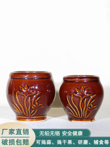 Ceramic Garlic Mortar Mash Medicine Grinder Pressure Mashed Garlic Cylinder Chili Mashed Garlic Can Kitchen For Home Old-Fashioned Retro Manual