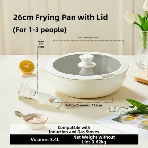CAROTE | Non-Stick Detachable Handle Home Pan Flat Bottom Frying Pan Induction Gas Stove