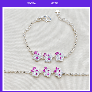 FLORA 0274L - Lắc tay bạc ta hình mèo Hello Kitty dành cho bé gái