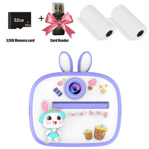 Children Digital Camera Instant Print for Kids Thermal Print Rabbit Camera Instant Photo Printing Camera Video Toys+32G Memory C