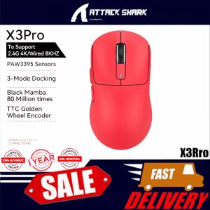 Attack Shark X3Pro Bluetooth Mouse Wired Mode 8kHz Pixart Paw3395 Trimode Wireless Mode 4kHz Lightweight Macro For Gaming