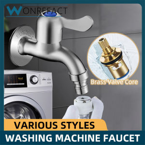 Splash-Proof 304 Stainless Washing Machine Wall Faucet Bathroom Long Type Faucet Thickened Material Single Faucet