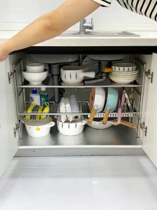 COHF Stainless Steel Kitchen Rack | Under Sink Extendable Organizer | Multi-Layer Countertop Stand | Small Space Utilization | Bowl & Dish Storage