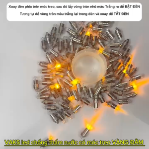 Combo 3 Đèn LED mini CHỐNG THẤM NƯỚC có móc treo màu VÀNG ĐẬM ko chớp - lý tưởng trang trí cho các bữa tiệc