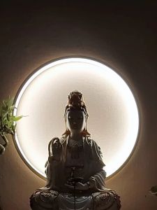 Led Buddha Niche Background Ring Light Golden Punch-Free Installation Lamp Ring round Dimmable Buddha Light Ring Lamp DIY Accessories