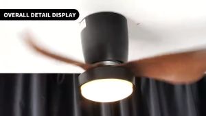 GOGEOUS【Miễn phí vận chuyển】quạt trần phòng khách quạt trần mini quạt trần đèn gỗ phong cách retro có đèn LED 3 màu trang trí phòng khách có điều khiển từ xa