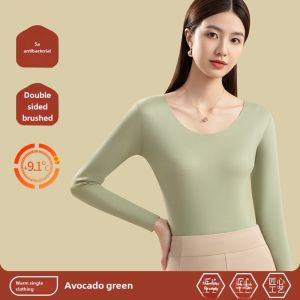 Thickened Fleece Warmth Underwear Womens Seamless Heating Thermal Wear Base Layer Shirt Autumn Clothes Pants Set Youth Polyester Spandex