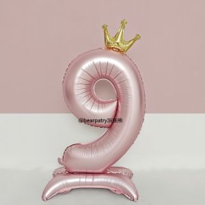 Xiaohongshu Large Standing Digital Balloon Ribbon Crown Stereo Digital Male and Female Baby 100 Days Old One Year Old Party Layout