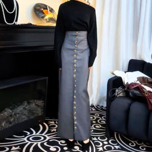 Stylish Single-Breasted Ol Professional Dress 2024 Fall and Winter New Arrival Elegance Fancy Split Slimming Skirt