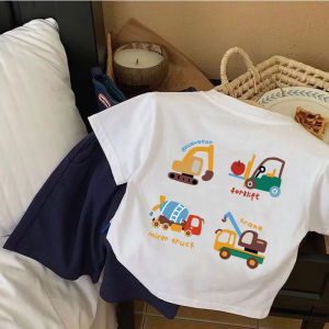 Cartoon Bear Headprint Pure Cotton Short Sleeve T-Shirt Childrens Casual Fashion Top for Boys And Girls Summer Sweat Absorbent round Neck