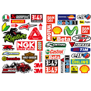 2 Sets of PVC Waterproof Sponsor Helmet Stickers MOTUL OHLINS Beta KYB SHOEI RK Element Decoration Motorcycle Stickers for Yamaha Honda Suzuki