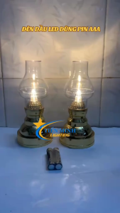 Đèn dầu điện tử dùng pin 3A thông dụng không khói công tắc on/off tặng kèm 2 viên pin 3A